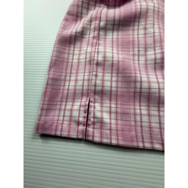 Brandy Melville Pink White Plaid Mini Skirt High Waisted Side‎ Slits Size XS S - Image 6