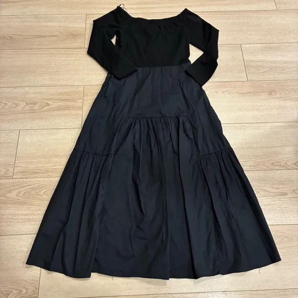 Tuckernuck Marissa Midi Dress Black Off the Shoulder Mixed Media Size S - Image 10