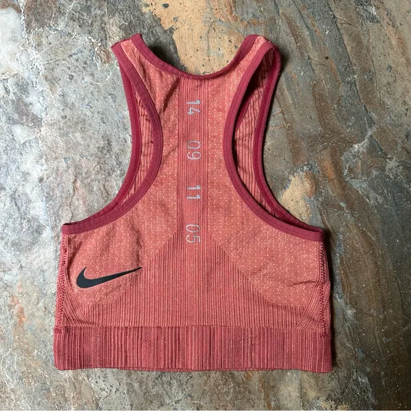 Nike City Ready Dri-fit Jacquard-Knit Sports Bra Women's Size XS Peach - Image 3
