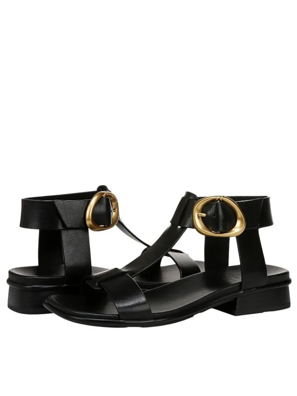 NWT Naturalizer Brandy Flat Sandal Buckle T-Strap J3367L1 Black Leather 9M - Image 6