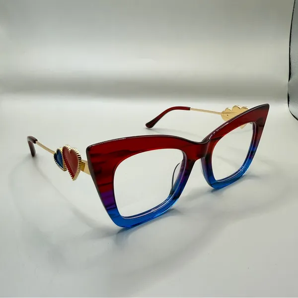 Vooglam Red & blue Cat-Eye Glasses frame, no prescription. - Image 3