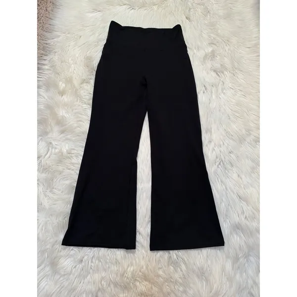 Halara Womens Sz Small Regular Cropped Flare Trouser Black Pull On Ponte Pockets - Image 2