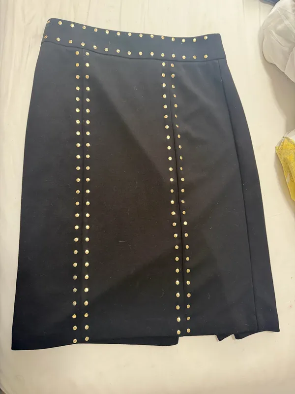 New York & Company Black Studded Stretch Pencil Skirt - Image 2