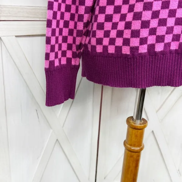 Future Collective Check Pullover Sweater Pink‎ Purple Small Pink - Image 8