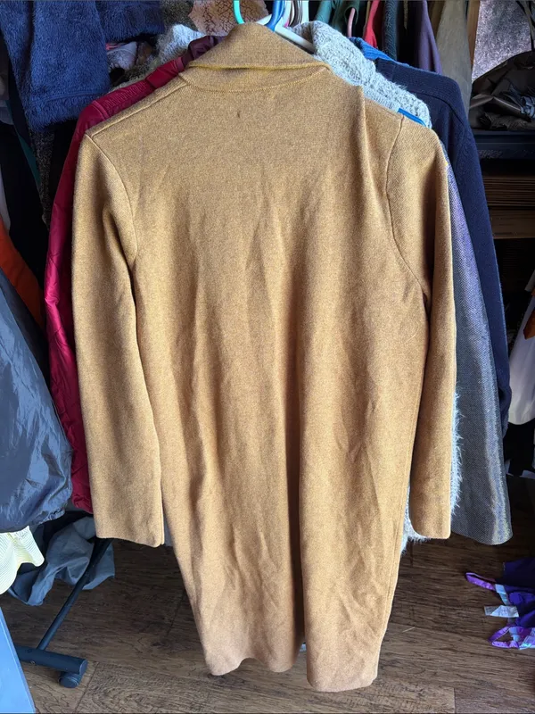 J. Crew Long Open-Front Cardigan in Camel Brown NWT size small - Image 3