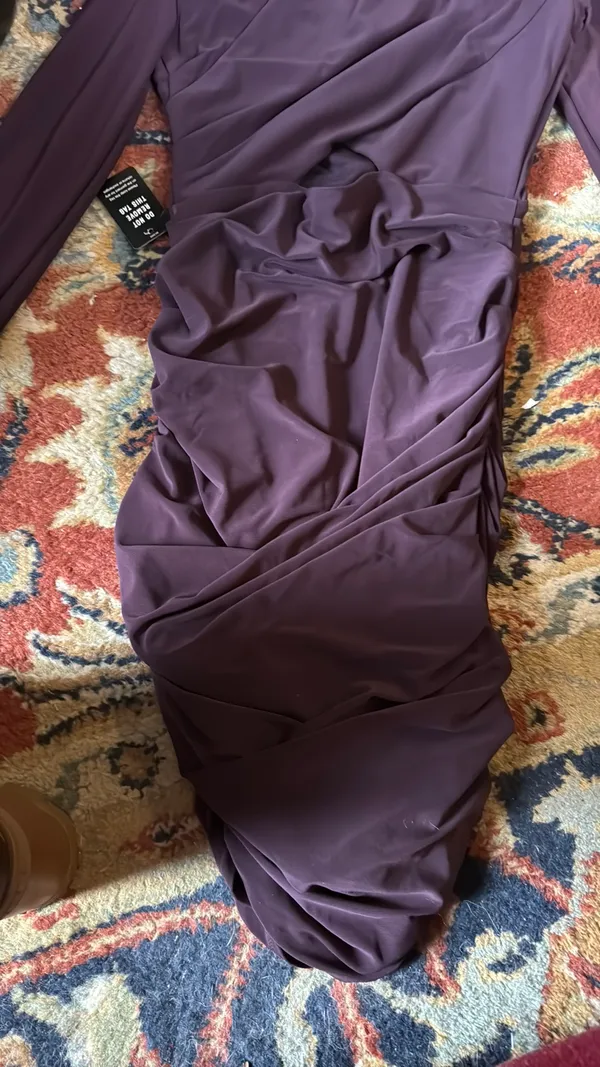 EXPRESS NWT Purple Body Con Ruched Dress - Image 3
