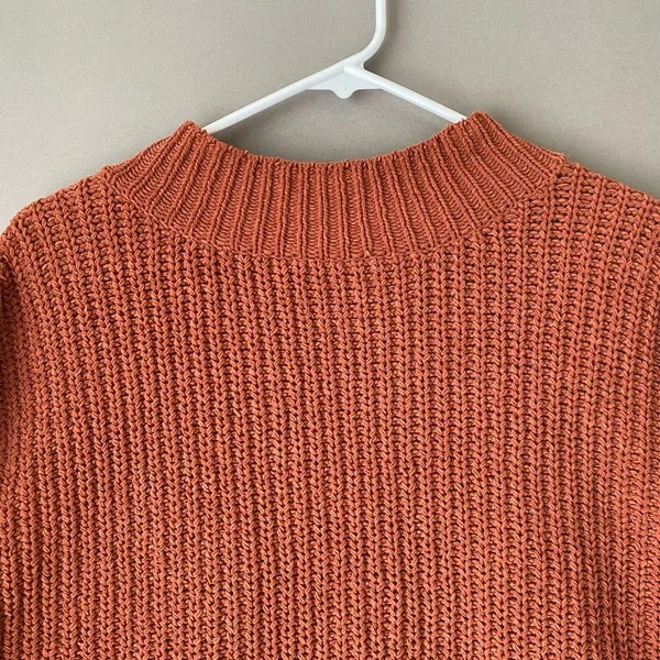 Aerie Relaxed‎ Shabby Slouchy Moody Earth Colors Chunky Knit Sweater XS Orange - Image 3