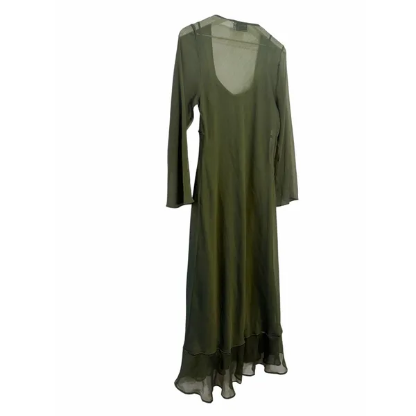 ASOS Ruched Bust Scoop Long Sleeve Maxi Dress Olive US 12 - Image 7