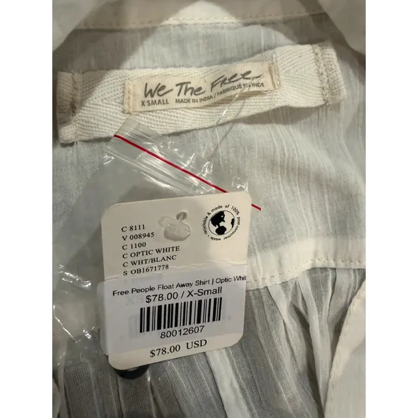 Free People We The Free Float‎ Away Shirt White Cotton Boho XS NWT Festival chic - Image 7