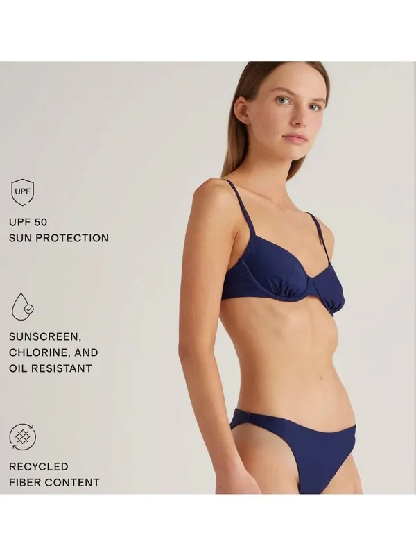 NWT Quince Italian Demi Bikini Top in Deep Navy - Size: Extra Small - Image 7