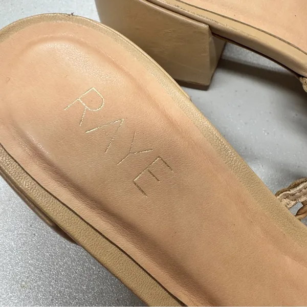 Revolve Raye Tan Leather Crochet Slip On Mule Heels Womens 8.5 Boho Beachy - Image 10