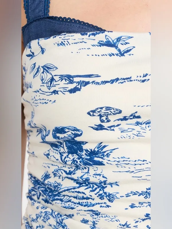 NWOT Free People 2 Tone Printed Tank - ivory blue combo - medium - Image 9