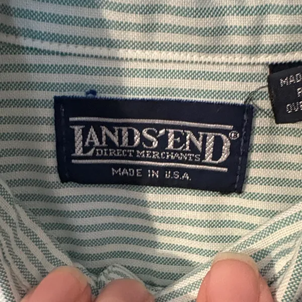 Lands' End women’s Mint Striped Button Down Shirt - Image 2