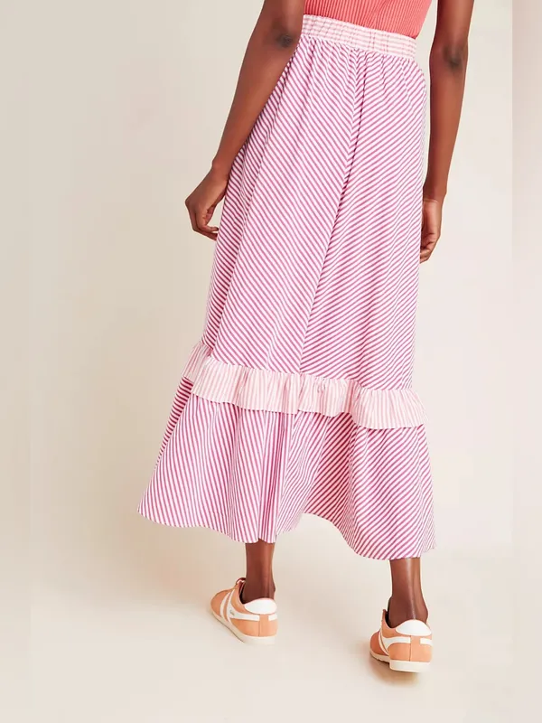 Anthropologie Maeve Penny Ruffled Striped Midi Skirt - Image 6