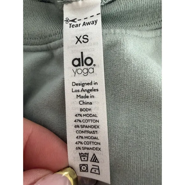 Alo Yoga Double Take Pullover Sweatshirt Green Women's Size XS - Image 11