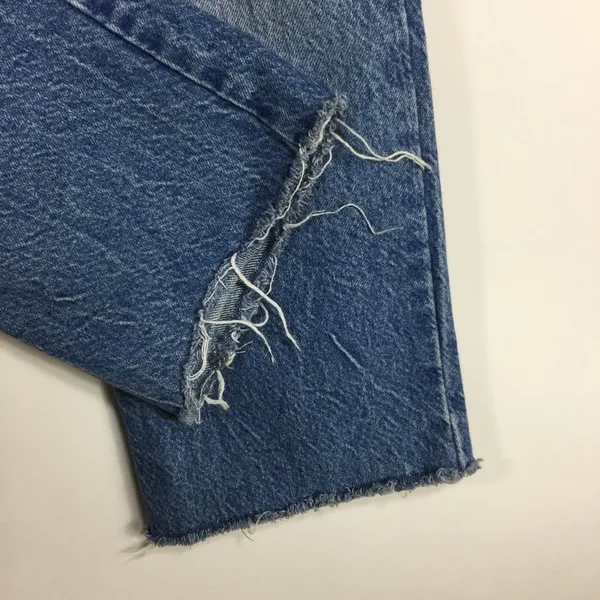 Zara Straight Leg Jeans 100% Cotton Raw Frayed Hem Size 2 - Image 9