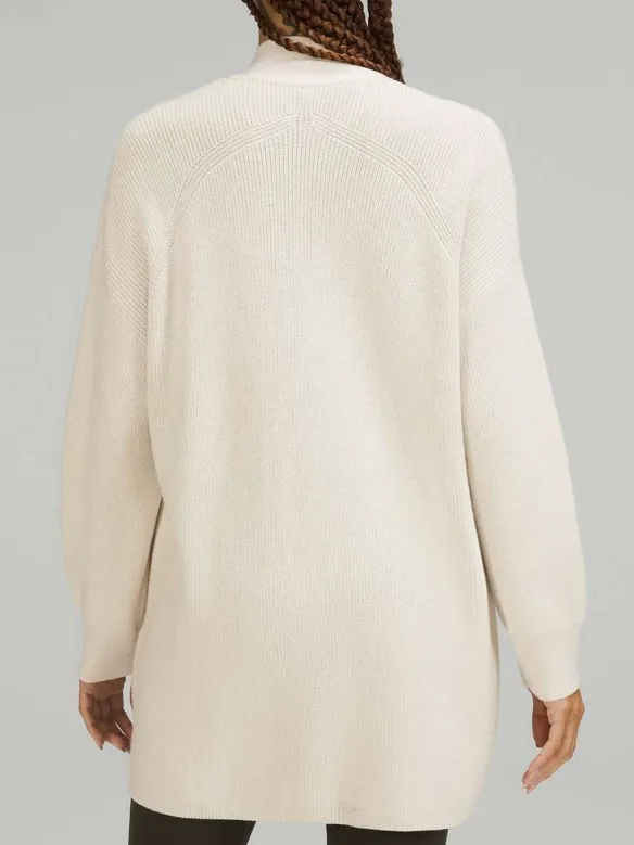 Lululemon Merino Wool-Blend Ribbed Long Wrap Sweater White Opal - Image 2