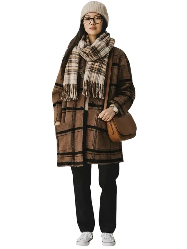 Z Supply Plaid Sweater Jacket Brown Black Button Front Shacket Cozy Medium EUC - Image 2