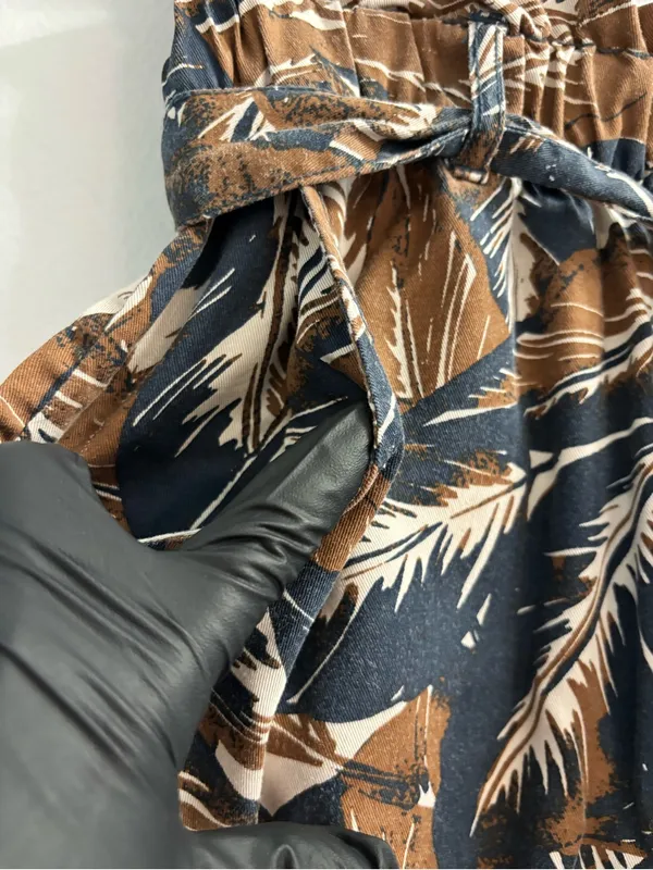 C&C California Tropical Palm Leaf Mini Skirt Medium Paperbag Waist Lyocell Boho - Image 5