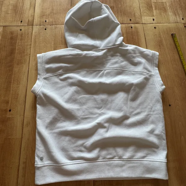 Z by Zella White Ribbed Sleeveless‎ Hoodie Vest Womens Small - Image 4