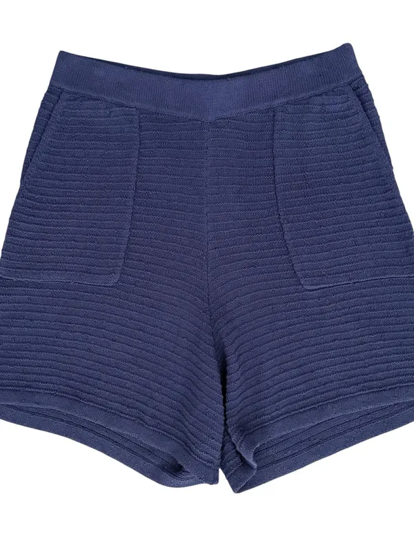 Free People Beach Blue Carter Ribbed Knit V Neck Sweater Shorts Coop Set Large - Image 6