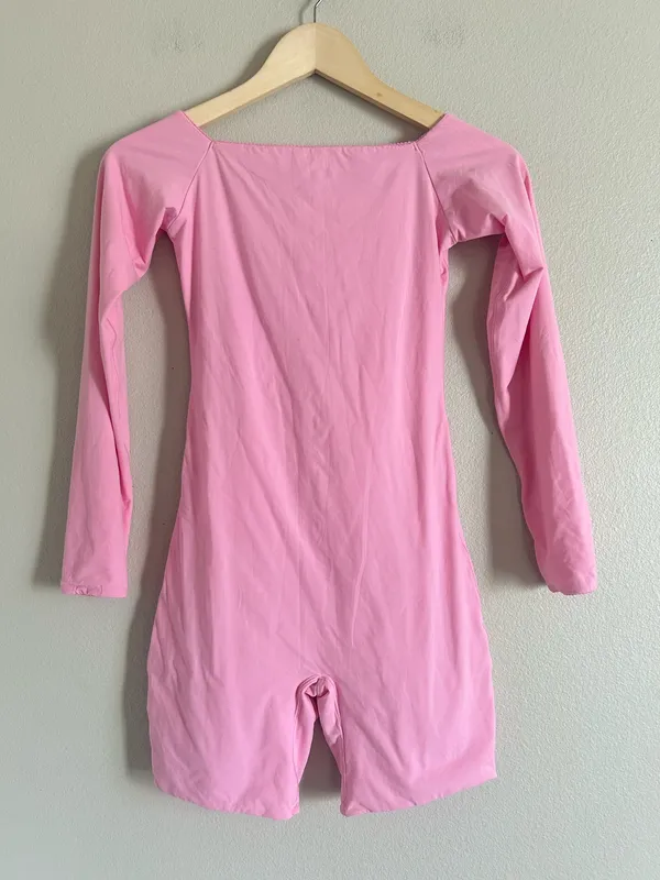 SKIMS Fits Everybody pink Picot Off The Shoulder Onesie XS - Image 4