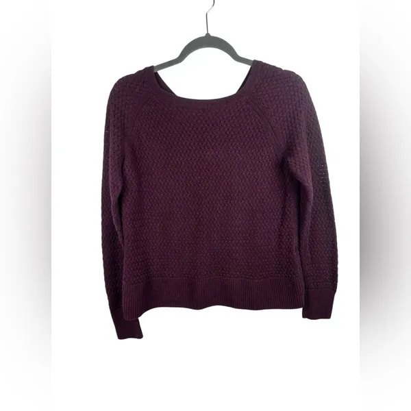 American Eagle Textured Knit Sweater Women’s Large‎ Burgundy Crewneck Pullover - Image 2