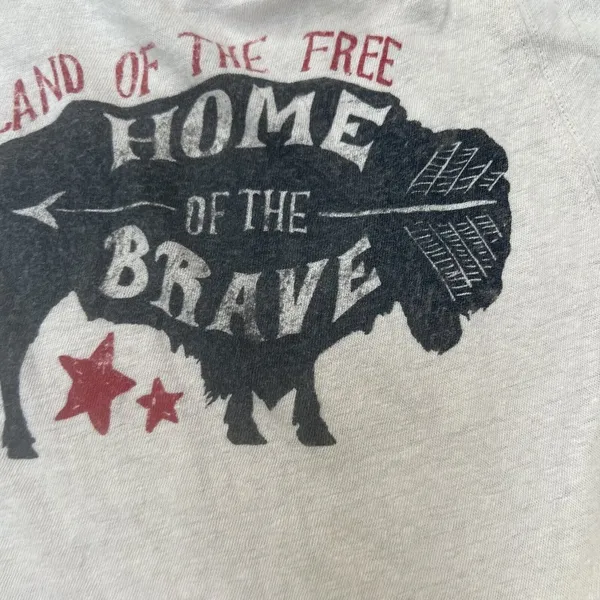 White Crow Women's Buffalo Beige Size Small S Home Of‎ The Brave Live Free Linen - Image 3