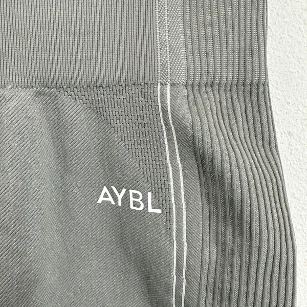 AYBL Size Small Motion Seamless Biker Shorts Gray White Trim High Waist Gym Spin - Image 2