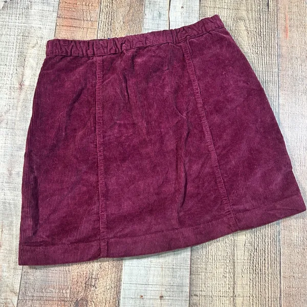 Brandy Melville Burgundy Corduroy Button Mini Skirt Medium Dark Academia NWT - Image 6