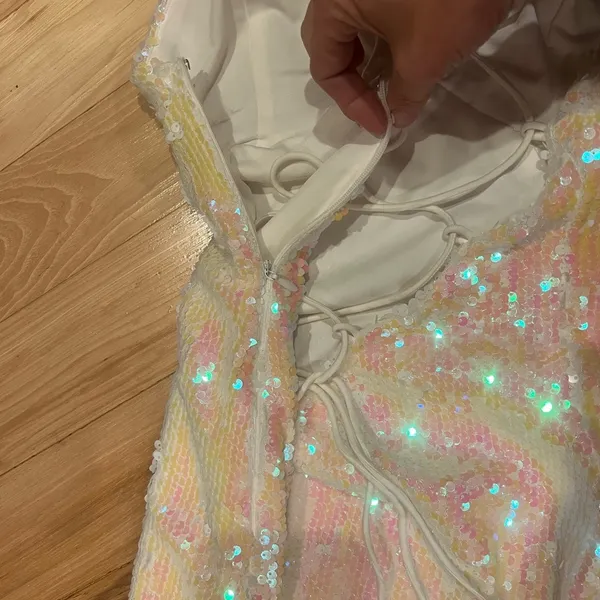 Superdown Tamia Lace-Up dress in Opal Iridescent. Size Small. - Image 5