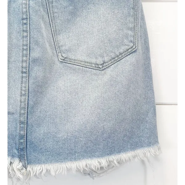 KanCan Denim Mini Skirt Womens Medium Distressed Light Wash Belted Indie‎ Boho - Image 4