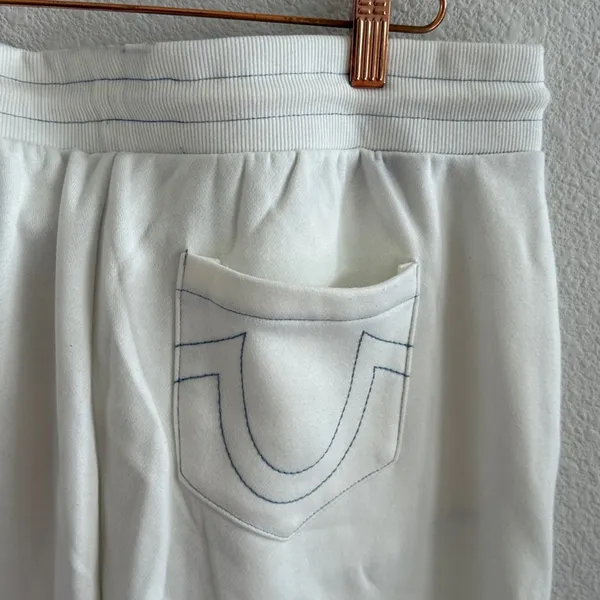 NWT True Religion HS Straight Leg Winter White Sweatpants XL - Image 5
