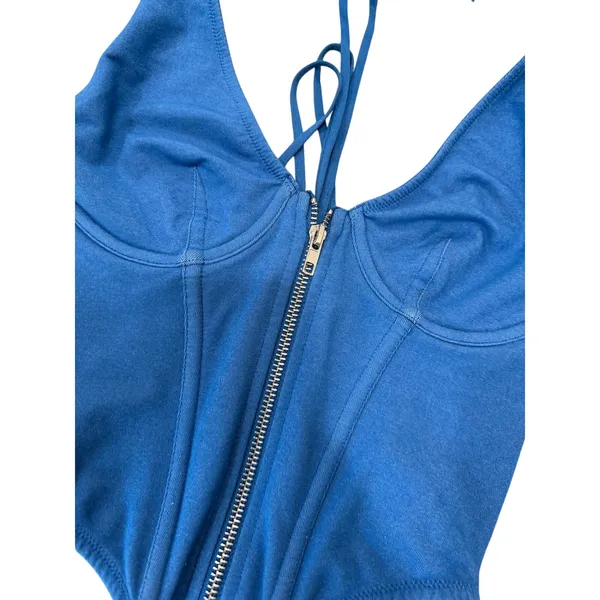 Urban Outfitters Out From Under‎ Hot Stuff Denim Halter Corset Top Blue Sz S - Image 6