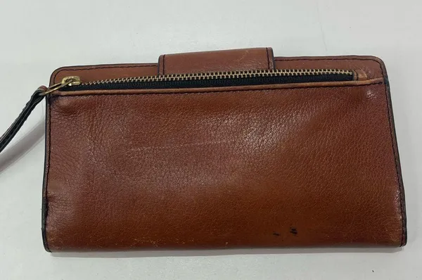 Fossil Leather Wallet Multi Color Brown Black Snap Card Holder Coin Zip Purse - Image 4