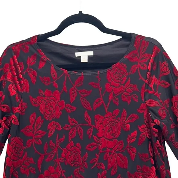 Cato 90s Womens Top Small Whimsigoth ‎ Goth Red Dark Romantic Velvet Burnout - Image 3