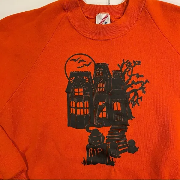 Vintage orange spooky Halloween 👻 cozy soft sweatshirt 80’s-90’s Jerzees - Image 7