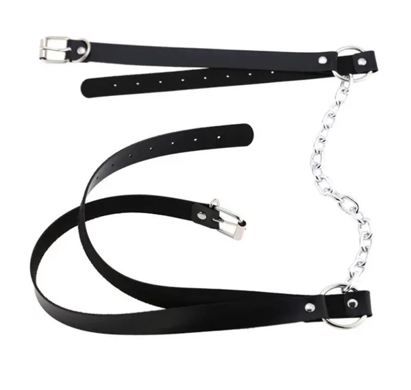 Black Harness Chunky Chain Belt New - Image 5