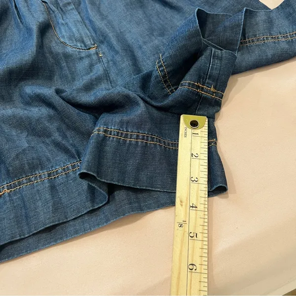 Pilcro by Anthropologie Blue Chambray Denim Tie‎ Waist Wrap Bodice V-Neck Romper - Image 16