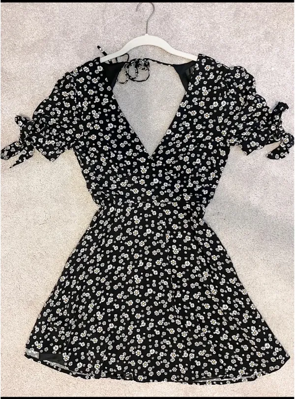 Lulus Black Floral Mini Dress - Image 3