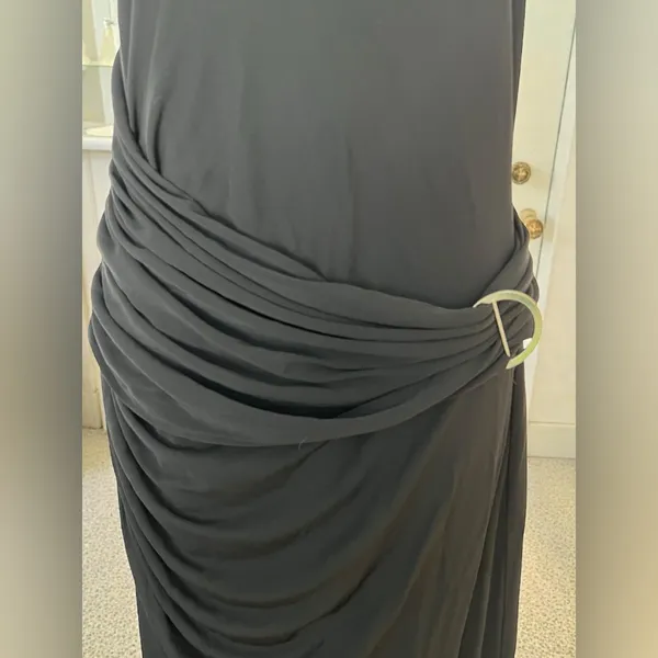 Halston - Lang Black Ruched Jersey Maxi Dress Size 14 Racerback - Image 9