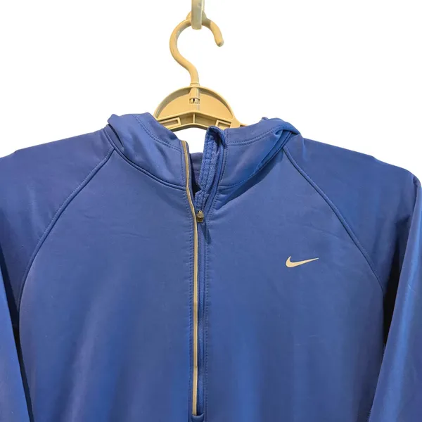 Nike Womens Blue Dri-FIT Fleece Lined‎ Quarter Zip Hoodie Size Large Running Top - Image 2