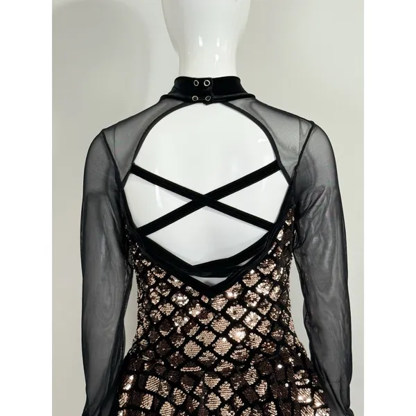 Weissman Dance Costume Black Gold Sequin Glam Dancecore Competition Medium Adult - Image 7