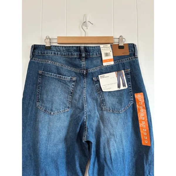 NWT AERO Women High‎ Rise Wide Leg Authentic Non Stretch Denim Jeans Size 12 - Image 7