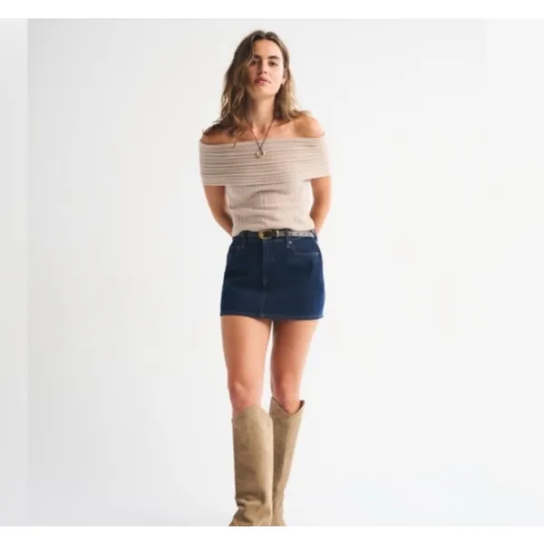 Abercrombie & Fitch Ribbed Folded Over Knit Sweater Top Size S - Image 4