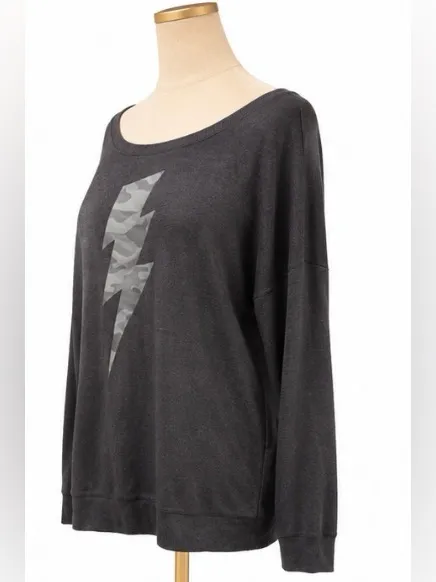 Torrid Sleep Gray Camo Lightning Bolt Pullover Sweatshirt Size 0 (Large 12/14) - Image 2