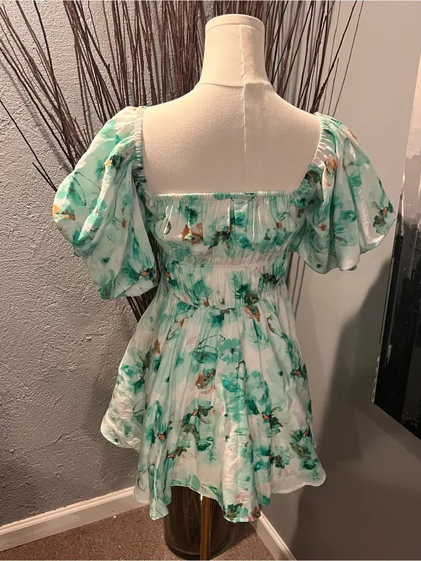🌸Nwt Sky To Moon Green Floral Mini Dress Size Small🌸 - Image 5