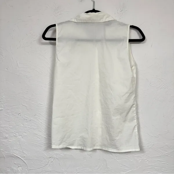 Alice & Olivia White Button Down Sleeveless Blouse Womens XS Preppy Classic Top - Image 9