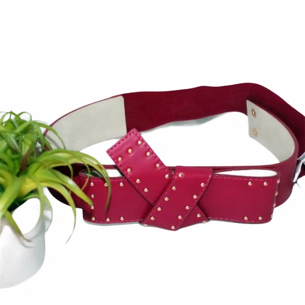 BCBGeneration NWT Wide Studded Bow Belt Red - Image 2