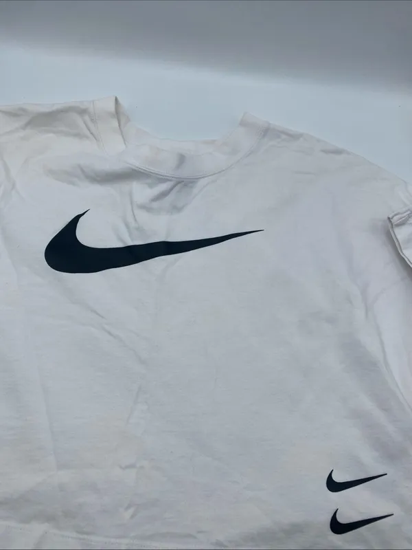 Nike White Cropped Double Swoosh Logo Oversized T-Shirt Womens CJ3764 XL extra L - Image 2